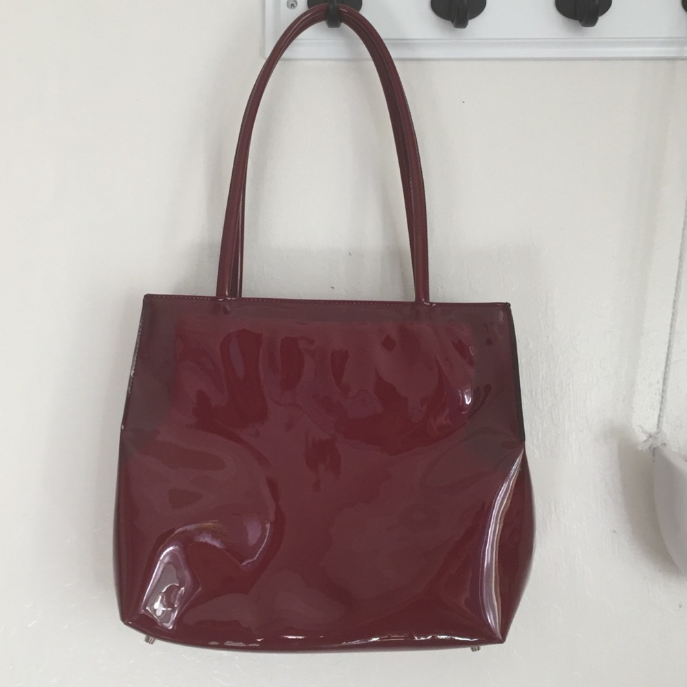Red Vegan Patent Leather Tote
